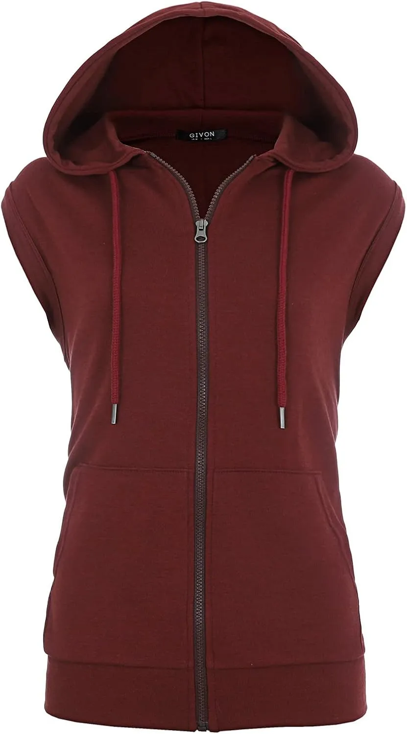 GIVON Women's Lightweight Hooded Vest Sleeveless 1/4 Zip Pullover Casual Hoodie Sweatshirt with Pockets