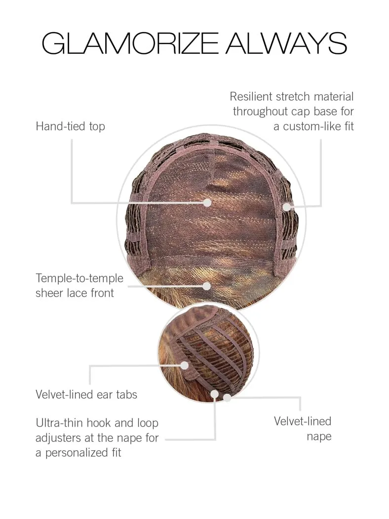 Glamorize Always Mid-Length Bob Wig With Face Framing Features by Hairuwear, Average Cap, GF4-10SS Iced Java