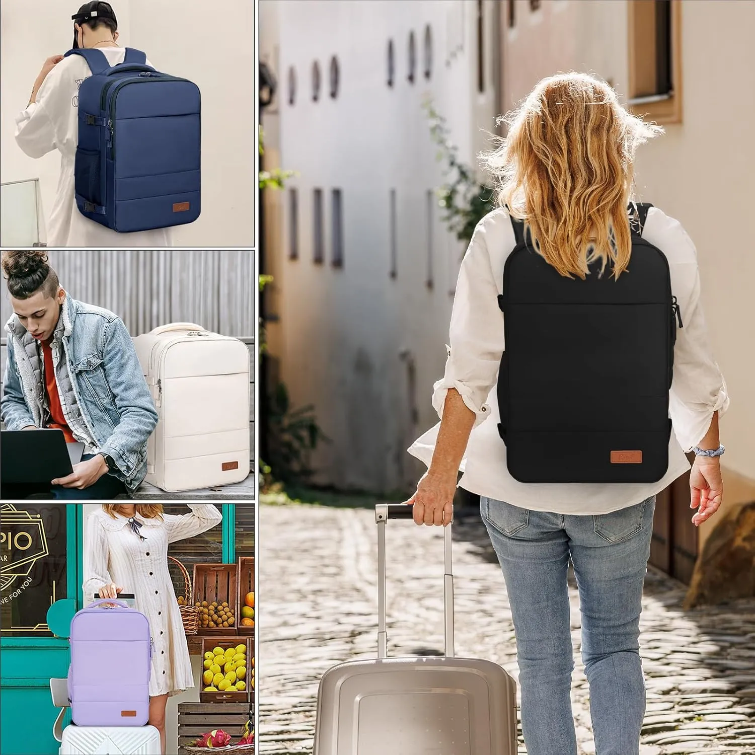 GMAK Travel Backpack for Men Women, Carry on Backpack with USB Charging Port, 15.6 inch Laptop Backpack Lightweight Cabin Bag Casual Daypack 20L Luggage Bags for College, Business, Travel, Black