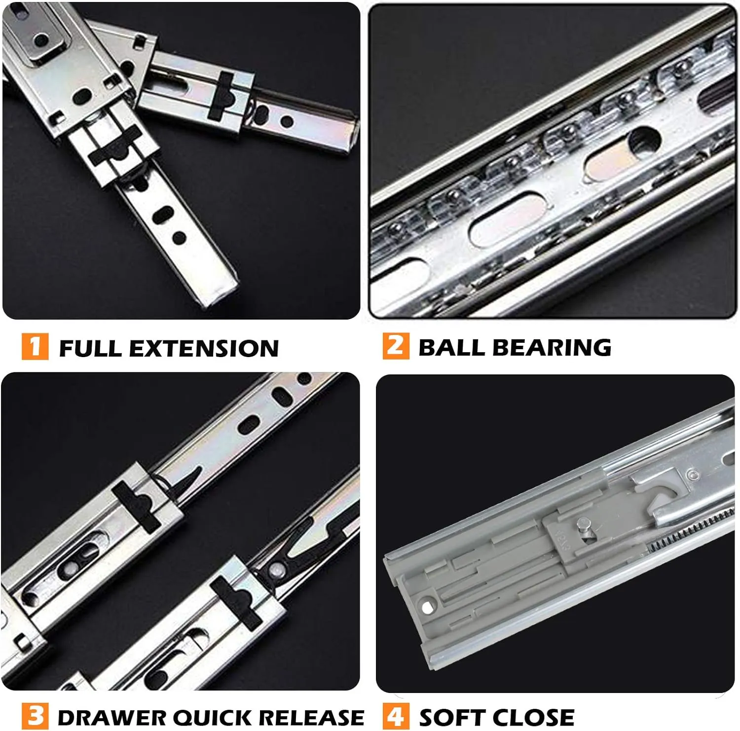 Gobrico 12-Inch 3 Folds Side Mount Soft Close Drawer Slides Full Extension Ball Bearing Runners 5Pair