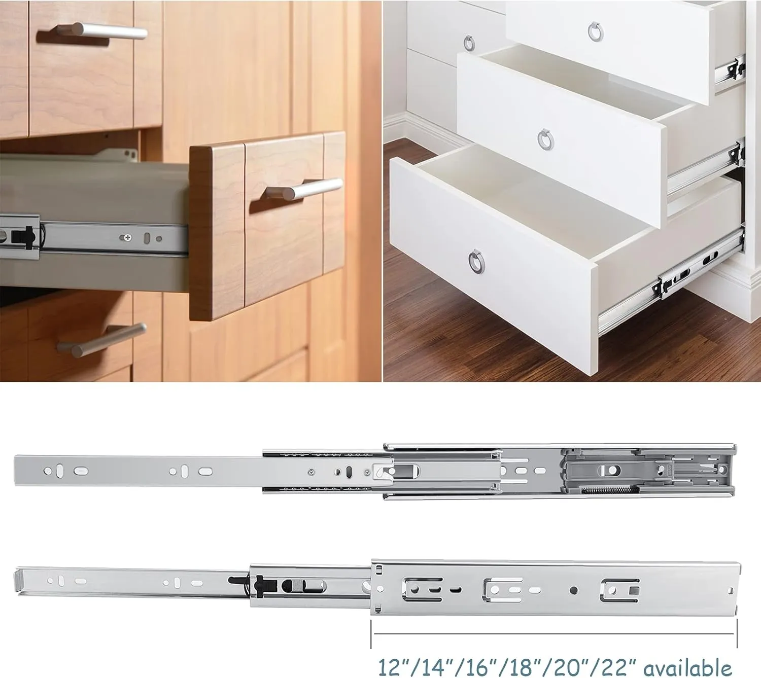 Gobrico 12-Inch 3 Folds Side Mount Soft Close Drawer Slides Full Extension Ball Bearing Runners 5Pair