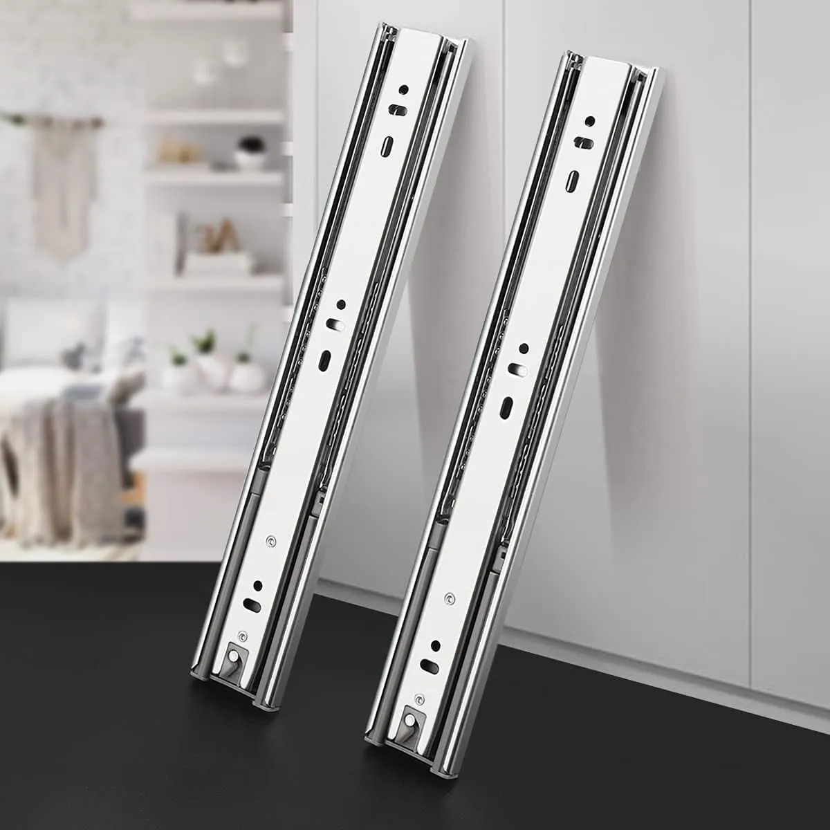 Gobrico 12-Inch 3 Folds Side Mount Soft Close Drawer Slides Full Extension Ball Bearing Runners 5Pair