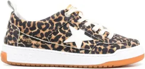 Golden Goose Yeah Leopard Suede Upper Leather Star Nappa Tongue Womens Distressed Sneakers