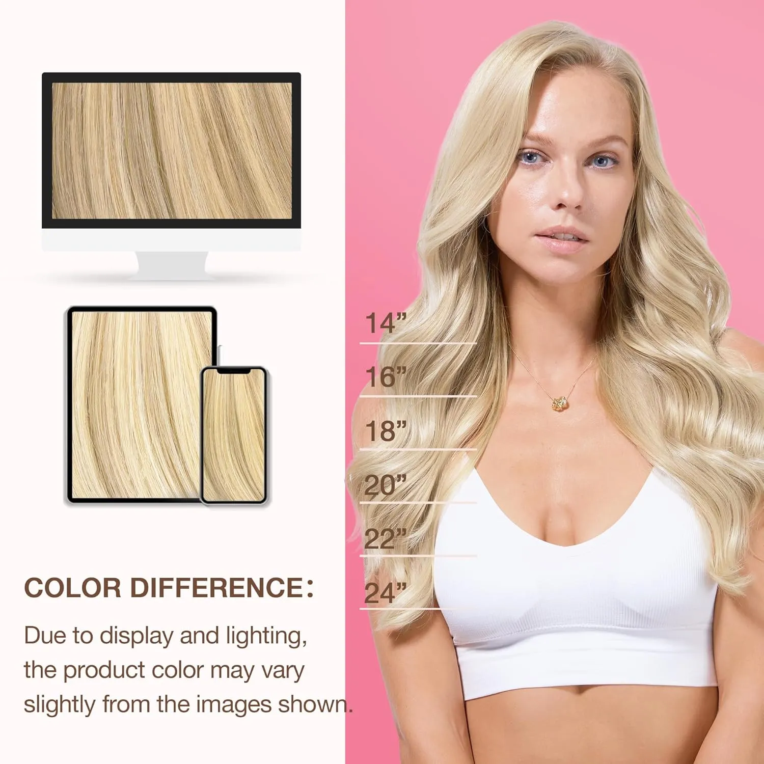 GOO GOO Genius Weft Hair Extensions Human Hair, Sew In Hair Extensions Rooted Remy Weft, 18A/613A Dark Blonde Highlighted Bleach Blonde 22inch 120g, Hand Tied Weft Hair Extensions