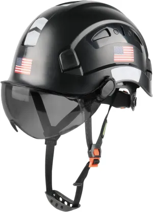 GREEN DEVIL Safety Helmet Hard Hat with Visor Chinstrap Adjustable Lightweight Vented ABS Work Helmet for Men and Women 6-Point Suspension ANSI Z89.1 Approved Ideal for Industrial & Construction