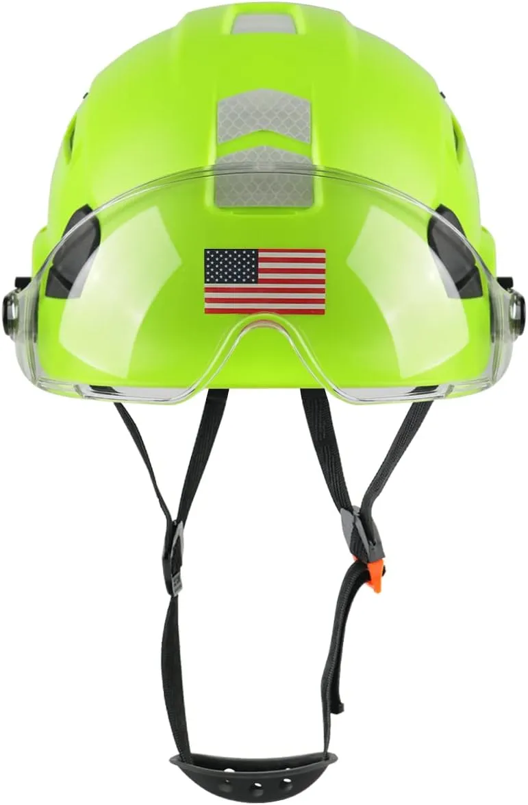 GREEN DEVIL Safety Helmet Hard Hat with Visor Chinstrap Adjustable Lightweight Vented ABS Work Helmet for Men and Women 6-Point Suspension ANSI Z89.1 Approved Ideal for Industrial & Construction