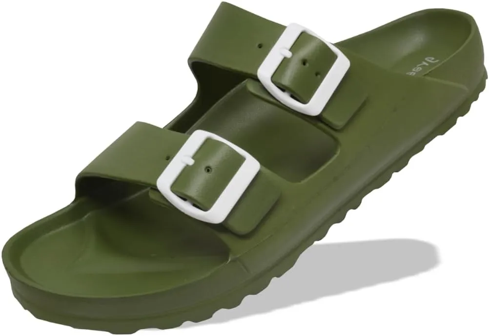 greenbox Women's Adjustable Slip-On EVA Double Buckle Slide Sandals - Lightweight and Comfortable Summer Footwear