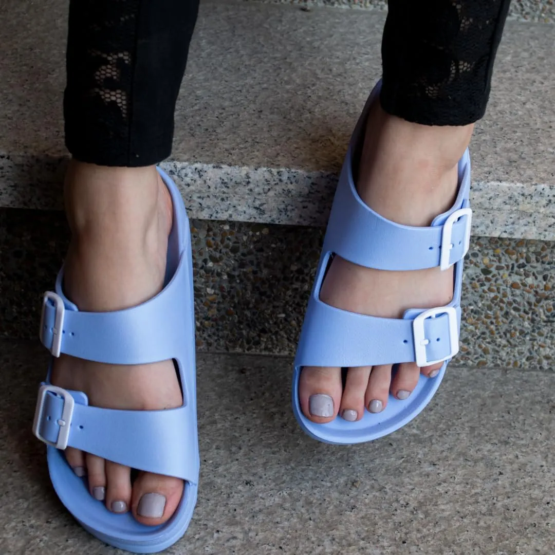 greenbox Women's Adjustable Slip-On EVA Double Buckle Slide Sandals - Lightweight and Comfortable Summer Footwear