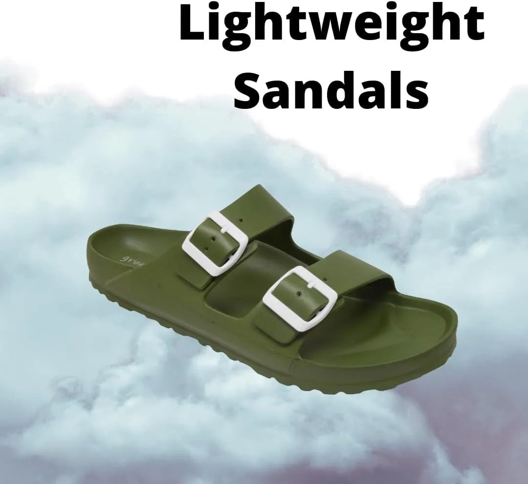 greenbox Women's Adjustable Slip-On EVA Double Buckle Slide Sandals - Lightweight and Comfortable Summer Footwear