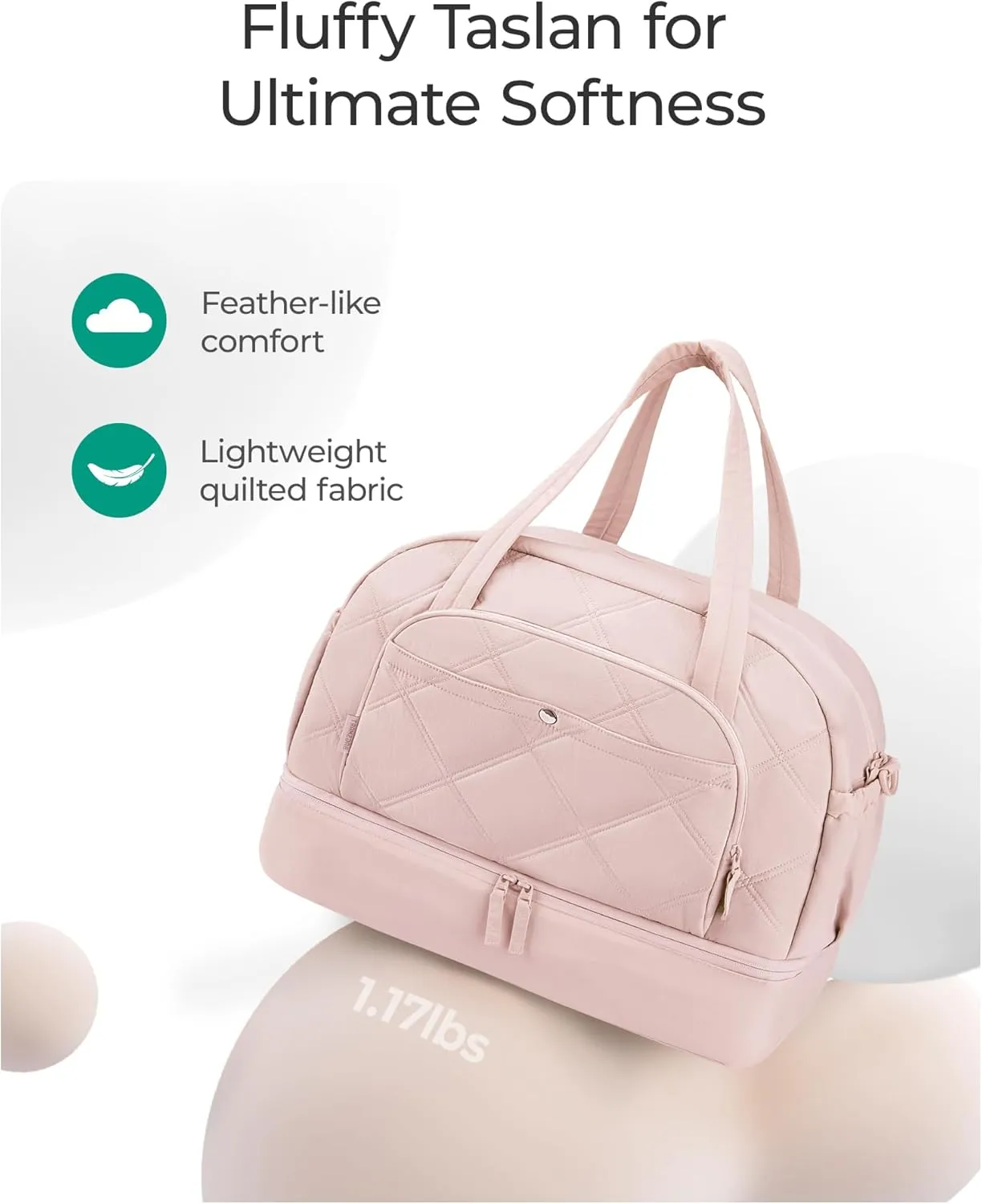 Gym Bag for Women, BAGSMART Puffy Travel Duffel Bags with Shoe Compartment, Carry on Weekender Overnight Tote Bag with Toiletry Bag, Travel Bag for Airlines, Travel, Sports- Beige