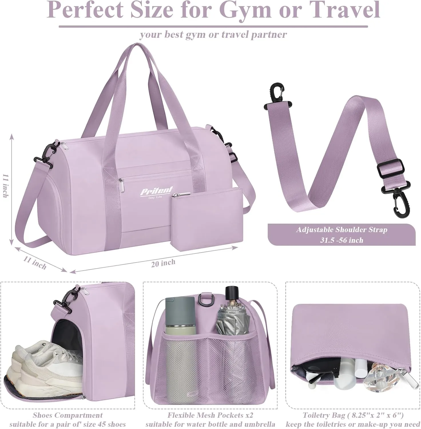Gym Bag for Women with Shoe Compartment, Sport Gym Tote Bags Travel Duffle Bag for Hospital Yoga Maternity