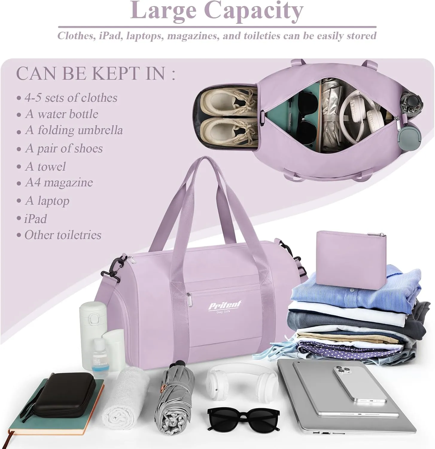 Gym Bag for Women with Shoe Compartment, Sport Gym Tote Bags Travel Duffle Bag for Hospital Yoga Maternity