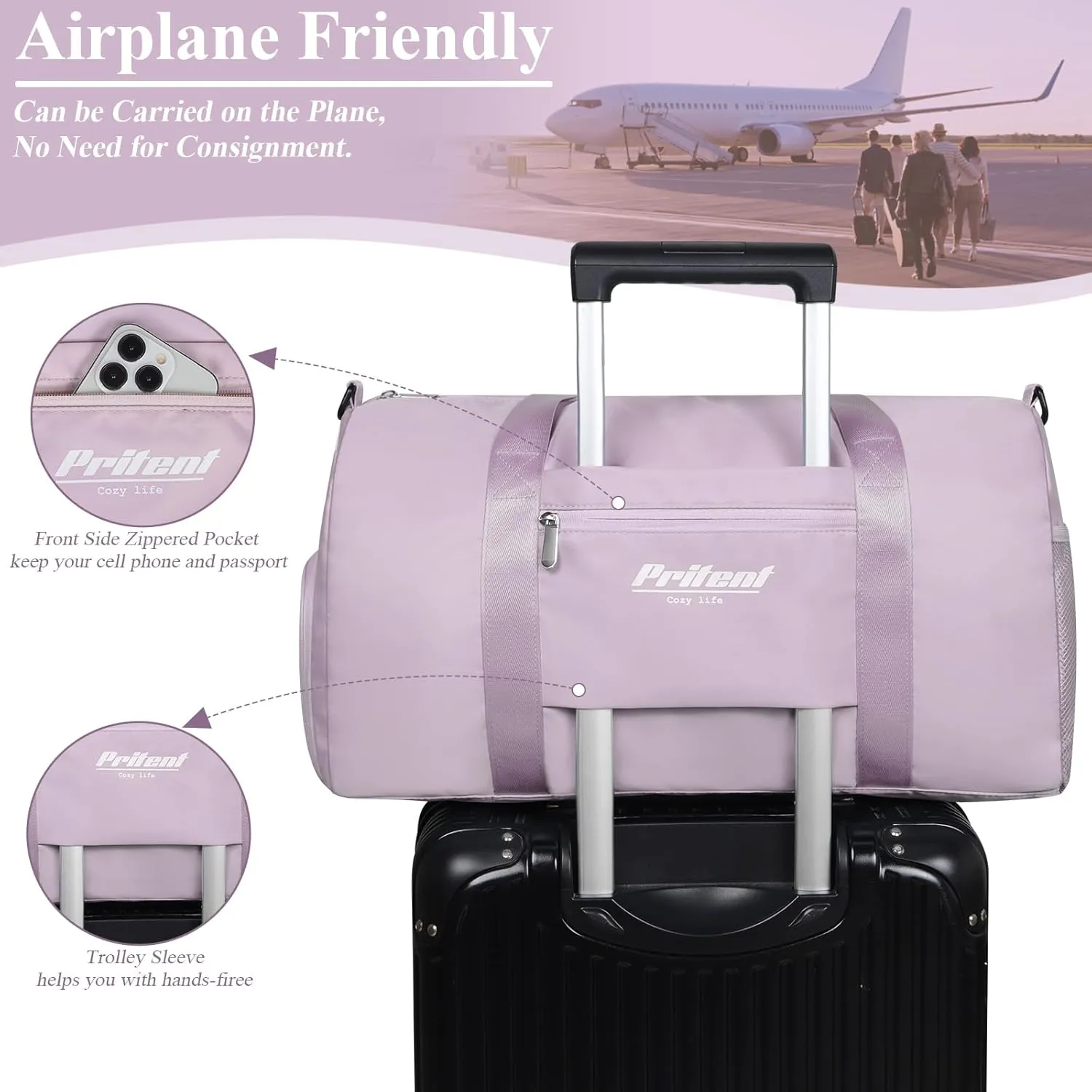 Gym Bag for Women with Shoe Compartment, Sport Gym Tote Bags Travel Duffle Bag for Hospital Yoga Maternity
