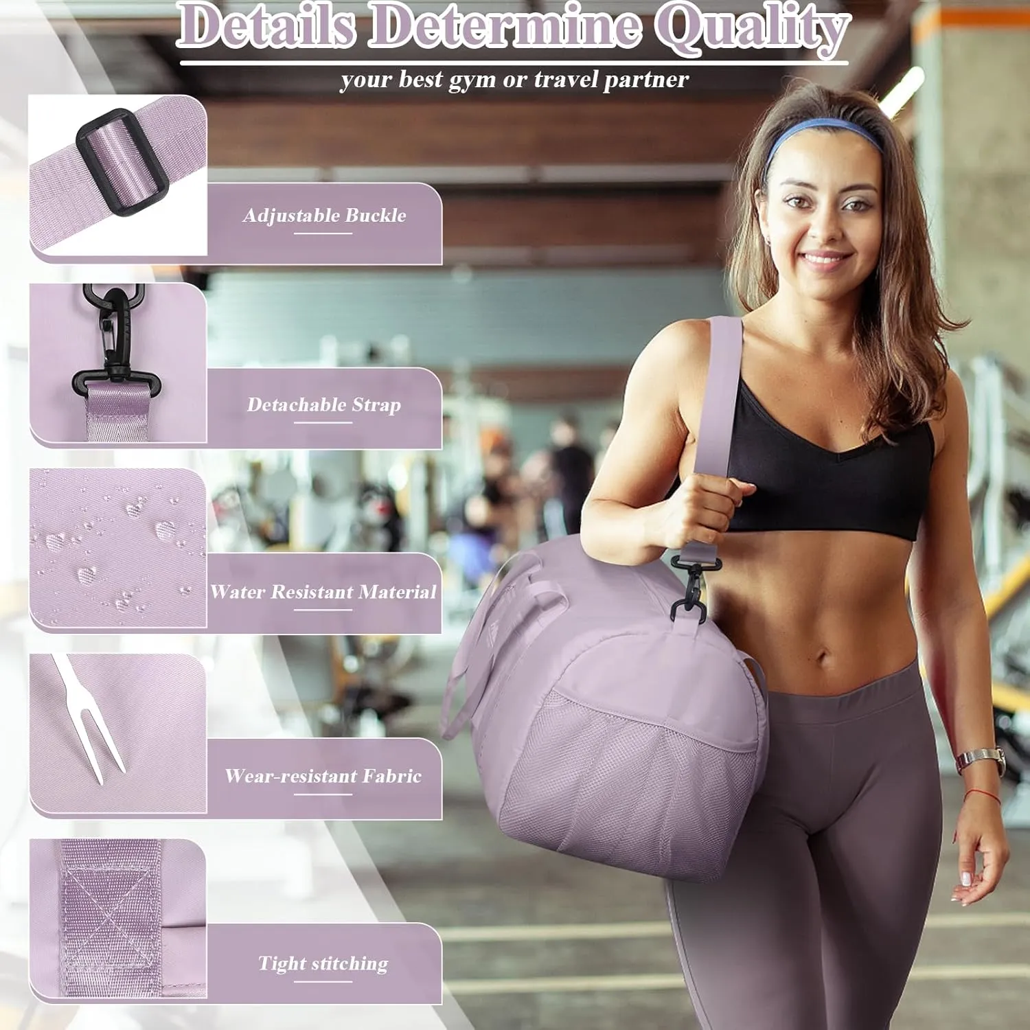 Gym Bag for Women with Shoe Compartment, Sport Gym Tote Bags Travel Duffle Bag for Hospital Yoga Maternity