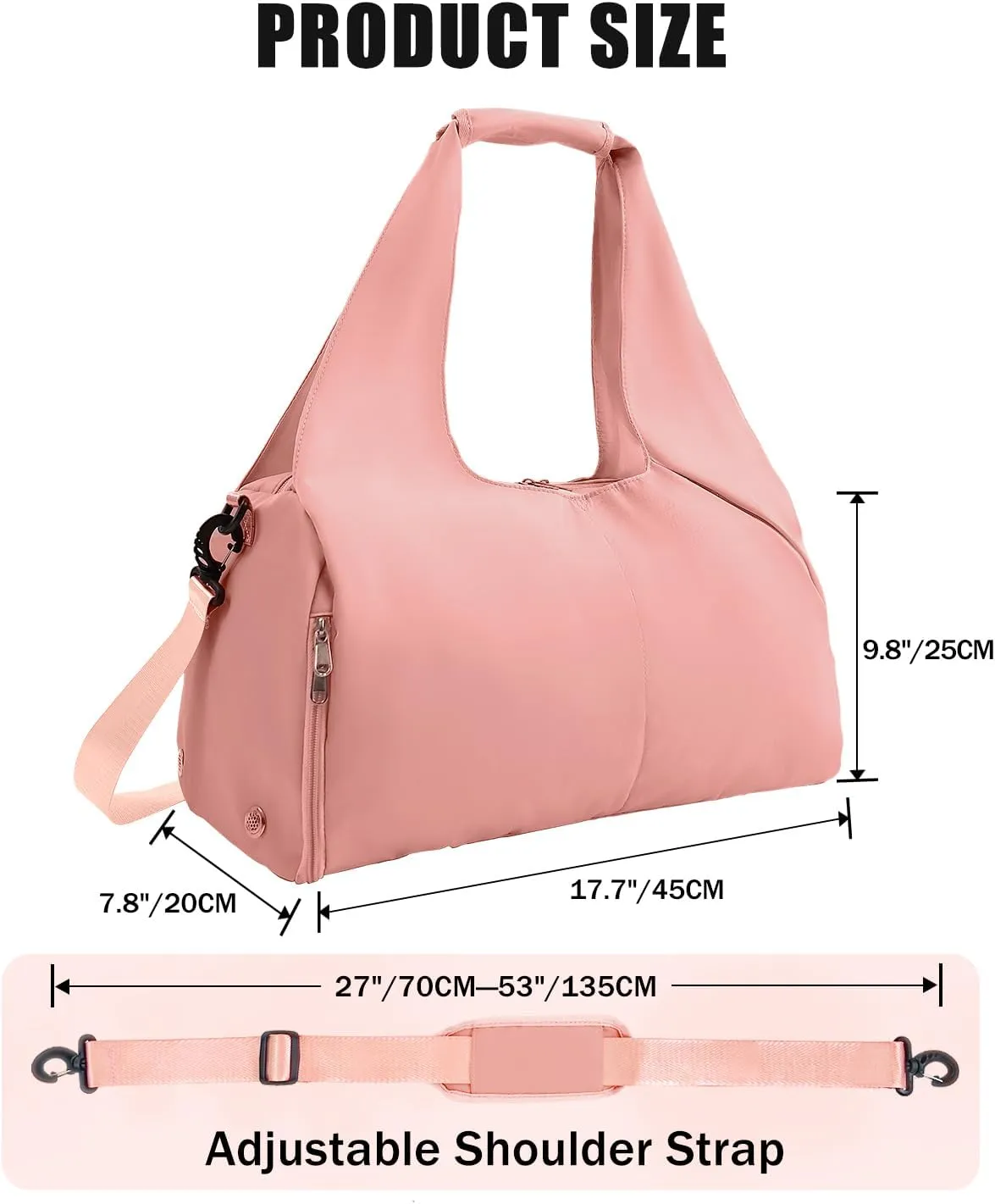 Gym Bag for Women with Shoe Compartment Yoga Mat Bag with Wet Pocket and Water Bottle Holder Weekender Bag with Strap