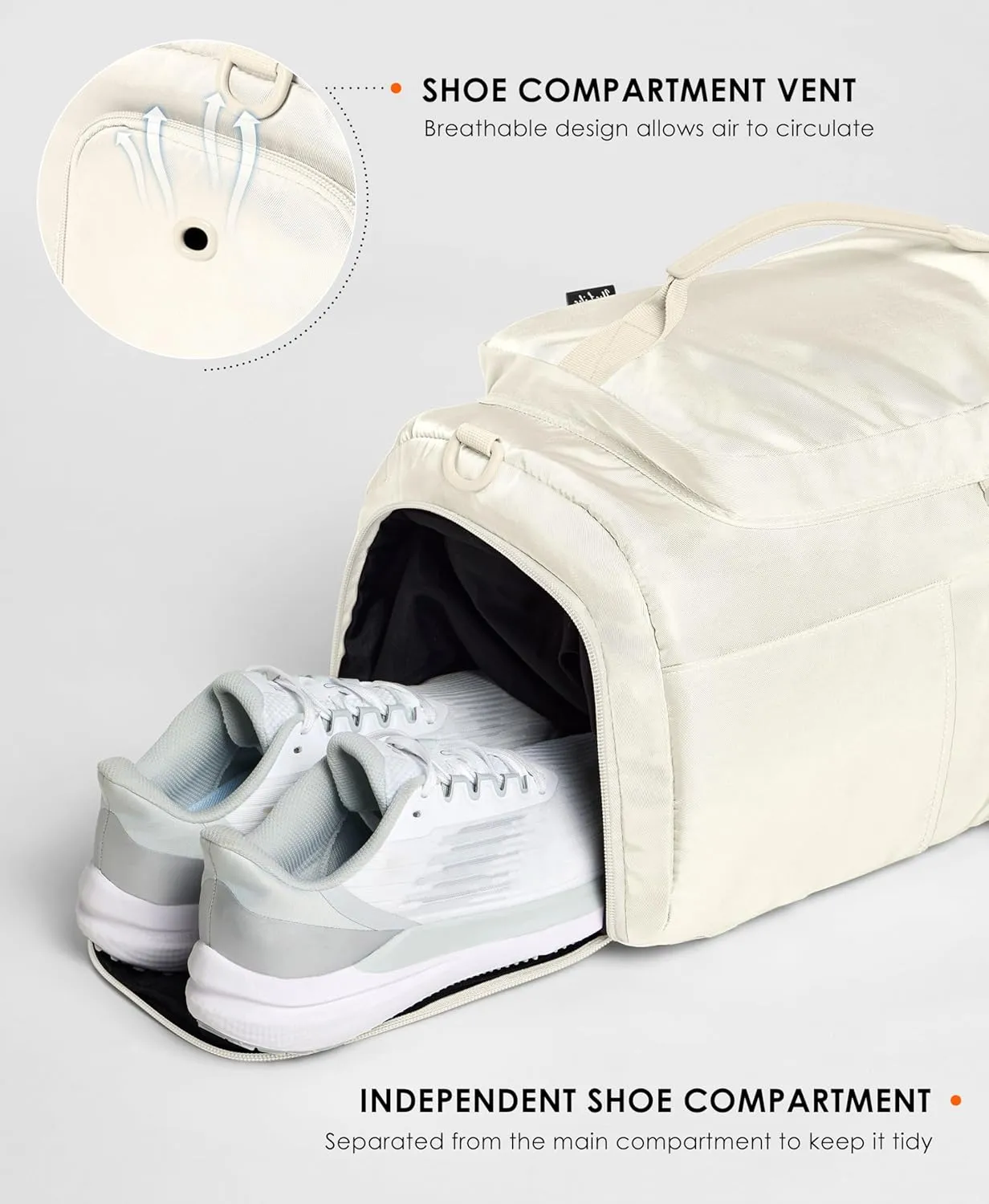 Gym Bag for Women Workout Gym Backpack with Shoe Compartment Sports Duffel Bag Multiple Pockets 30L (Cream)