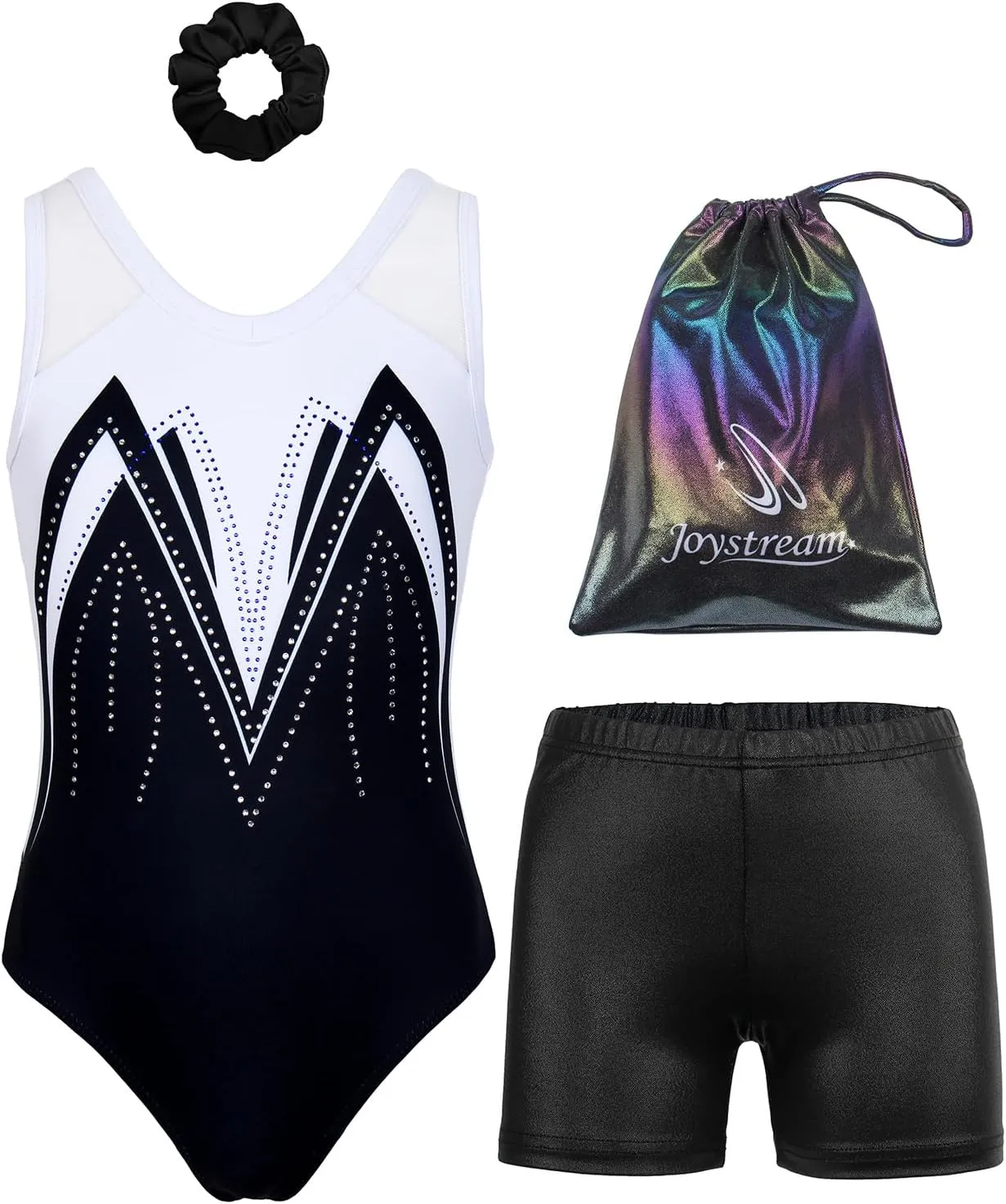 Gymnastics Leotards for Girls With Shorts Packable Sparkly Ballet Dance Mesh Activewear