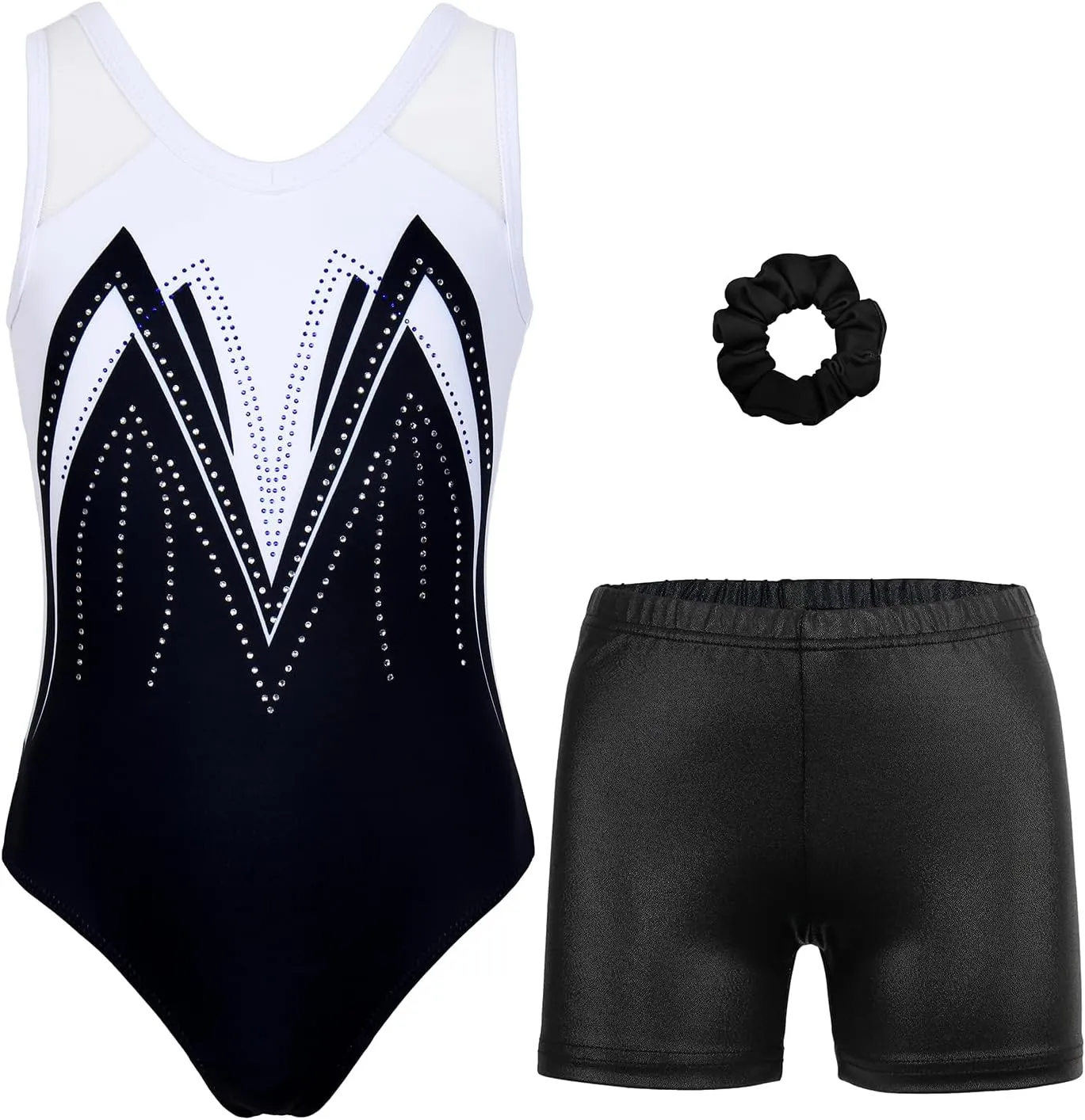 Gymnastics Leotards for Girls With Shorts Packable Sparkly Ballet Dance Mesh Activewear