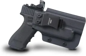 H01 IWB Holster for Glock 17 19 Right Handed Auto Locking Polymer Concealed Carry Holster with Adjustable Retention Compatible with Laser Flashlight