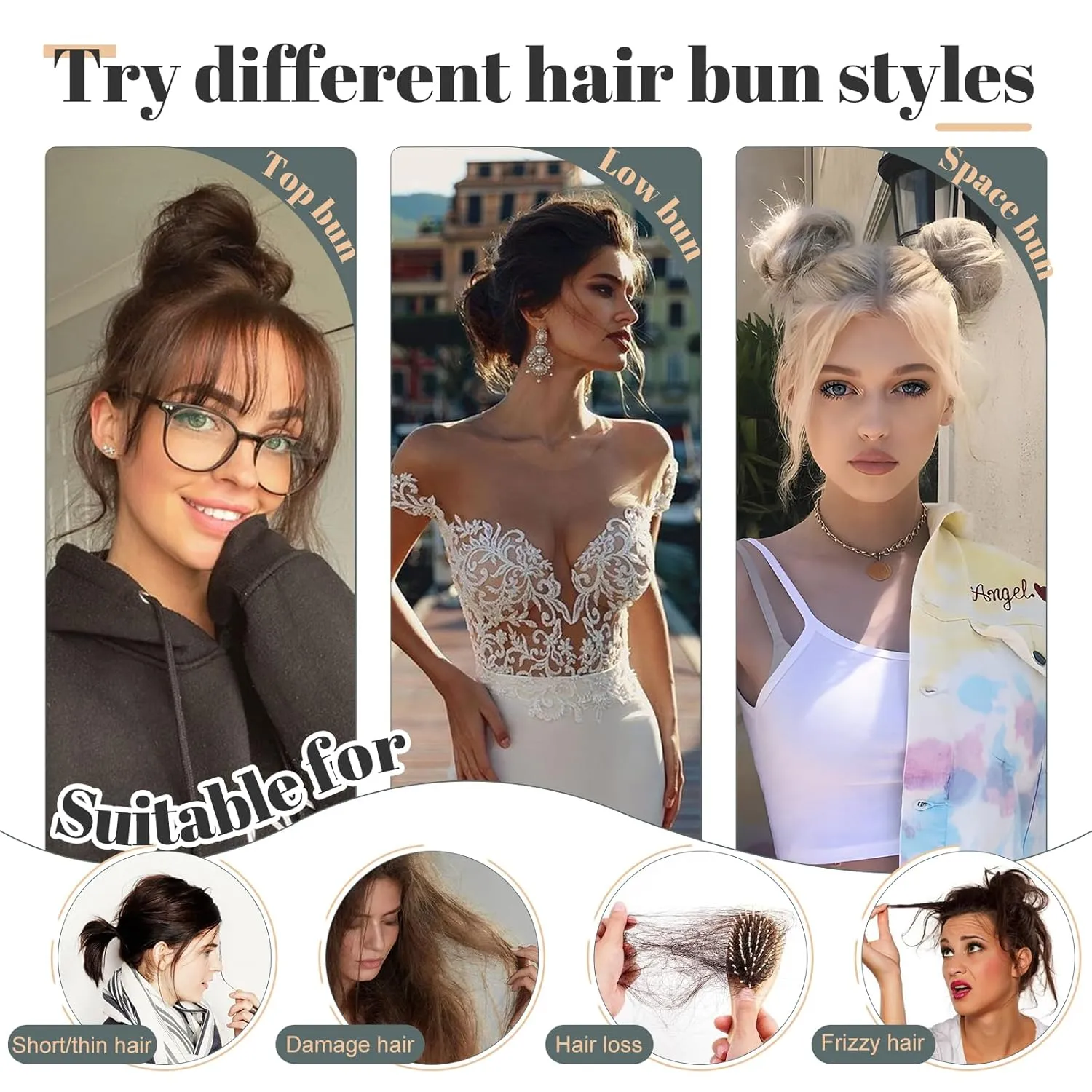 Hairro Human Hair Bun Messy Bun Hair Piece Scrunchies Real Hair Updo Hairpieces Donut Chignon Wrap On Instant Up-do with Elastic Rubber Band Easy Bun For Women 1PC 23g #01 Dark Black