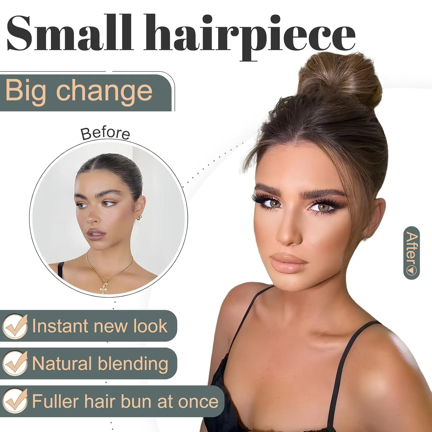 Hairro Human Hair Bun Messy Bun Hair Piece Scrunchies Real Hair Updo Hairpieces Donut Chignon Wrap On Instant Up-do with Elastic Rubber Band Easy Bun For Women 1PC 23g #01 Dark Black