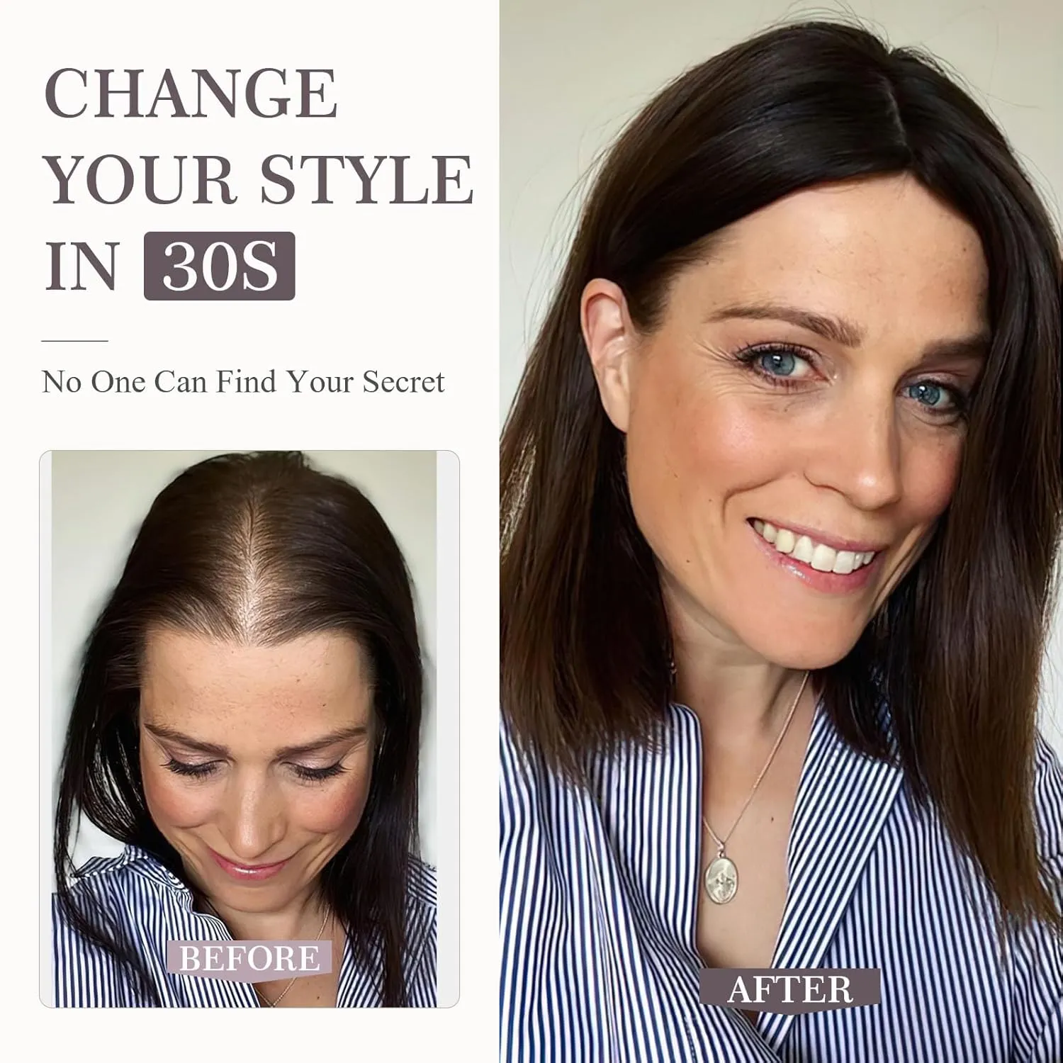 Hairro Human Hair Topper, Clips in 100% Real Hairpieces with 4"x 4.7" Silk Base for Women, for High Hairline/Covering Greyish Thin Hair on Top, 6 Inch Mocha Brown