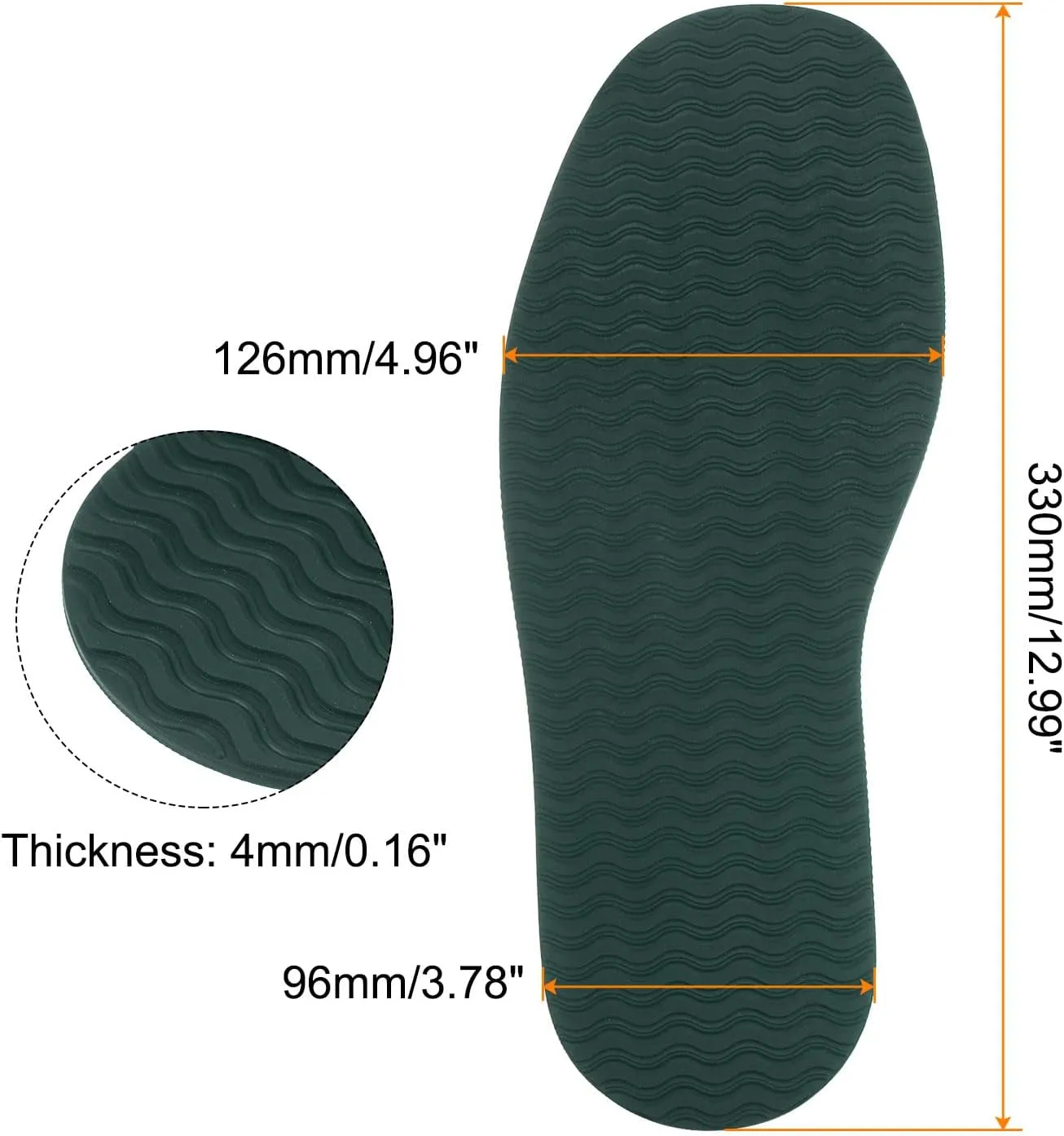HARFINGTON 1Pair Shoe Rubber Full Sole Repair 4mm Thickness Replacement Bottom Non-Slip for Leather Shoes, Green