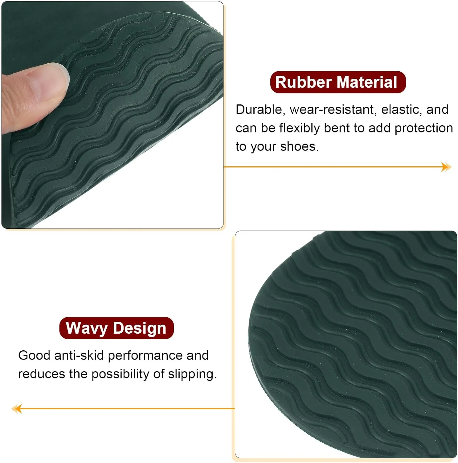 HARFINGTON 1Pair Shoe Rubber Full Sole Repair 4mm Thickness Replacement Bottom Non-Slip for Leather Shoes, Green