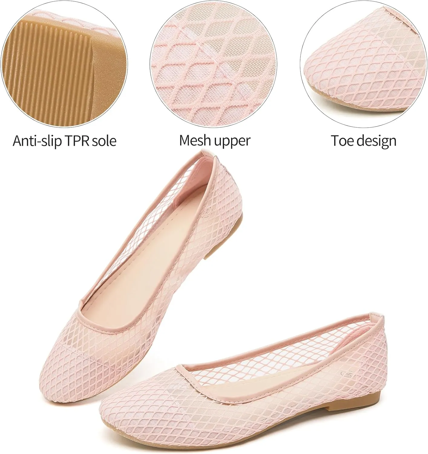 hash bubbie Women's Flats Shoes Ballet Flats Womens Knit Mesh Washable Dress Shoes Comfortable Slip on Loafers for Women Breathable Business Casual Shoes