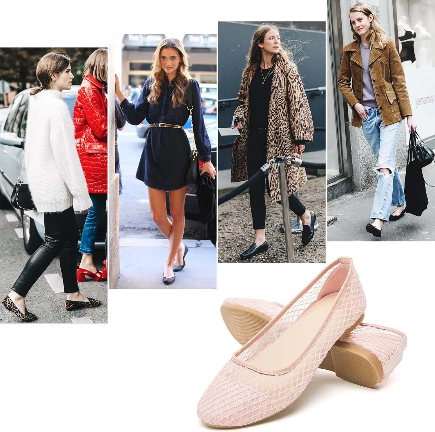 hash bubbie Women's Flats Shoes Ballet Flats Womens Knit Mesh Washable Dress Shoes Comfortable Slip on Loafers for Women Breathable Business Casual Shoes