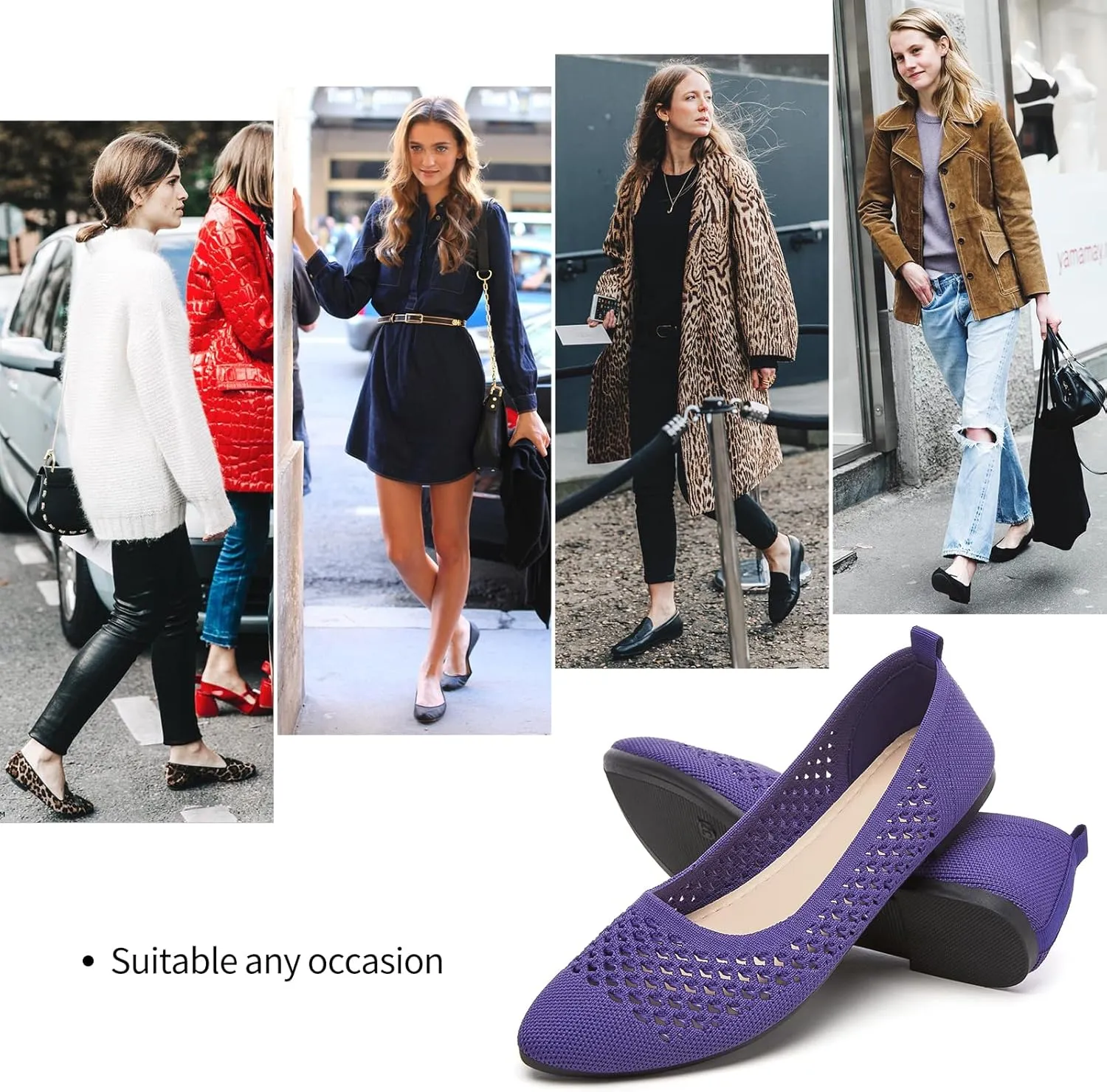 hash bubbie Women's Flats Shoes Women Comfortable Dress Shoes Black Pointed Toe Flats Ballet Mesh Knit Flat Dressy Slip on Business Casual Shoes for Women