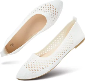 hash bubbie Women's Flats Shoes Women Comfortable Dress Shoes Black Pointed Toe Flats Ballet Mesh Knit Flat Dressy Slip on Business Casual Shoes for Women