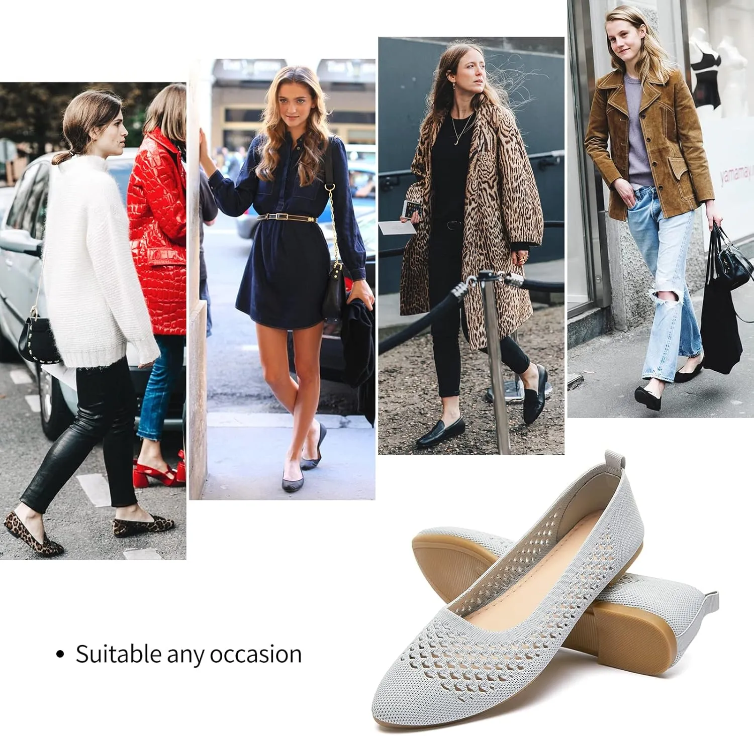 hash bubbie Women's Flats Shoes Women Comfortable Dress Shoes Black Pointed Toe Flats Ballet Mesh Knit Flat Dressy Slip on Business Casual Shoes for Women