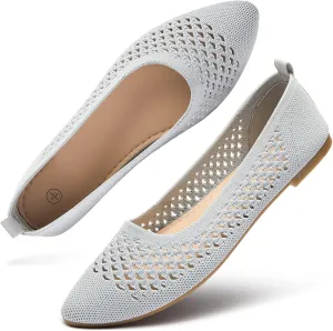 hash bubbie Women's Flats Shoes Women Comfortable Dress Shoes Black Pointed Toe Flats Ballet Mesh Knit Flat Dressy Slip on Business Casual Shoes for Women