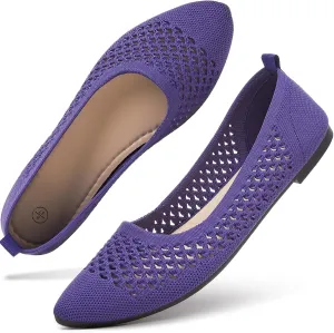 hash bubbie Women's Flats Shoes Women Comfortable Dress Shoes Black Pointed Toe Flats Ballet Mesh Knit Flat Dressy Slip on Business Casual Shoes for Women