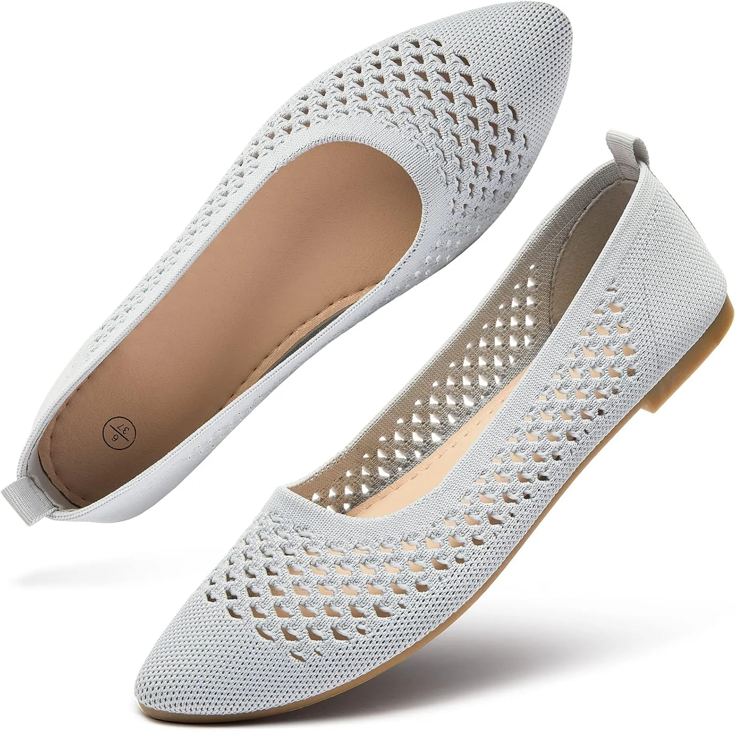 hash bubbie Women's Flats Shoes Women Comfortable Dress Shoes Black Pointed Toe Flats Ballet Mesh Knit Flat Dressy Slip on Business Casual Shoes for Women
