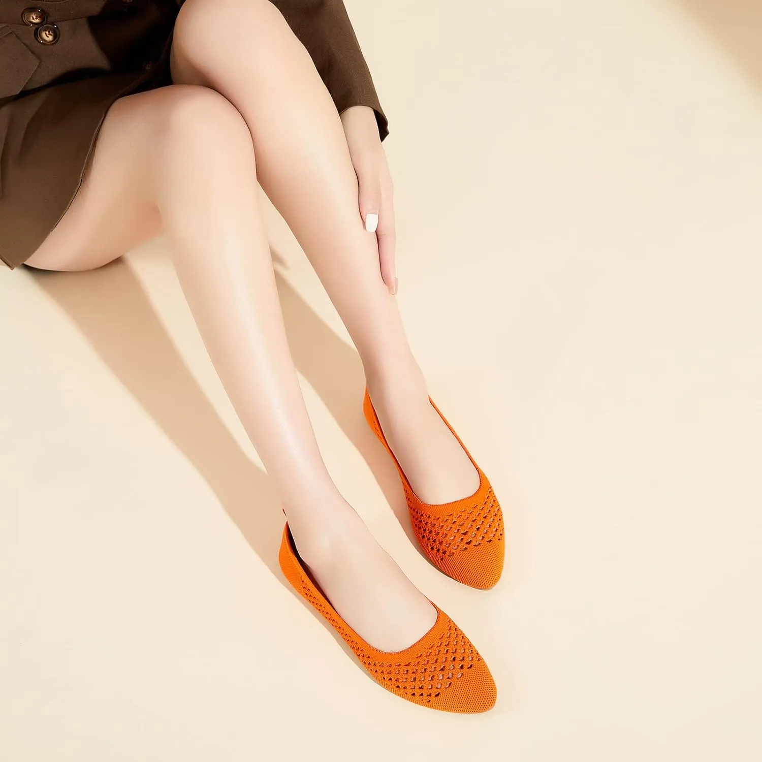 hash bubbie Women's Flats Shoes Women Comfortable Dress Shoes Black Pointed Toe Flats Ballet Mesh Knit Flat Dressy Slip on Business Casual Shoes for Women