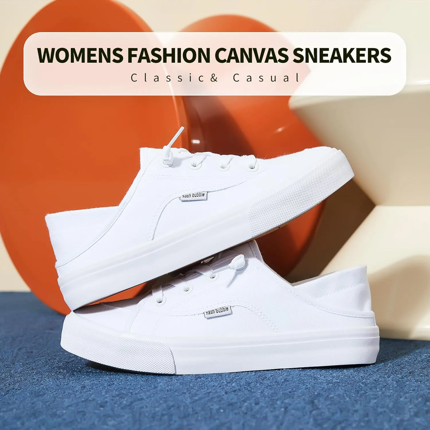 hash bubbie Women's Slip on Shoes Canvas Shoes Non Slip Fashion Sneakers for Women Low Top Loafers