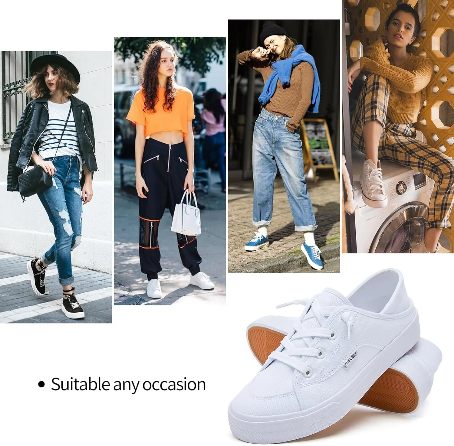 hash bubbie Women's Slip on Shoes Canvas Shoes Non Slip Fashion Sneakers for Women Low Top Loafers