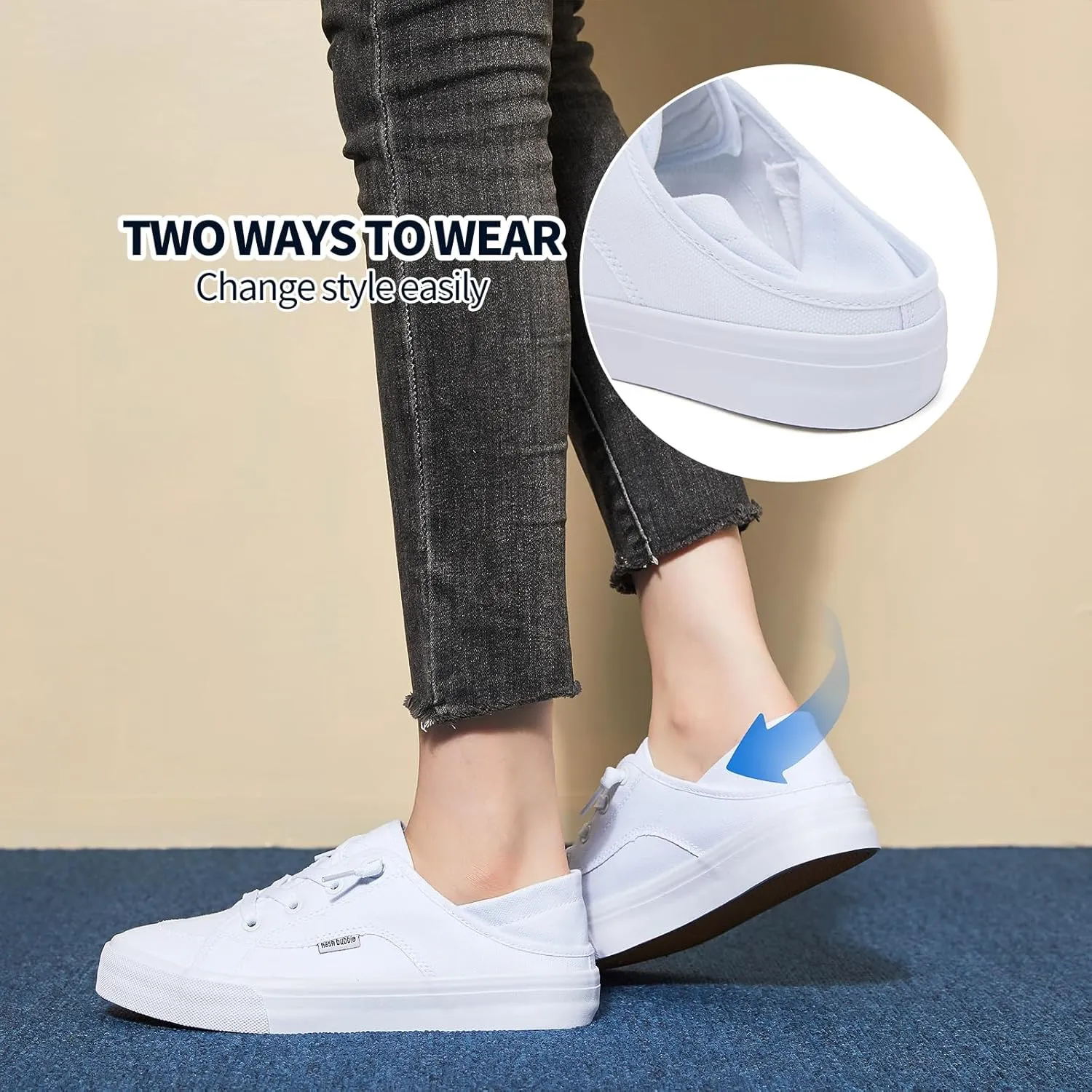 hash bubbie Women's Slip on Shoes Canvas Shoes Non Slip Fashion Sneakers for Women Low Top Loafers