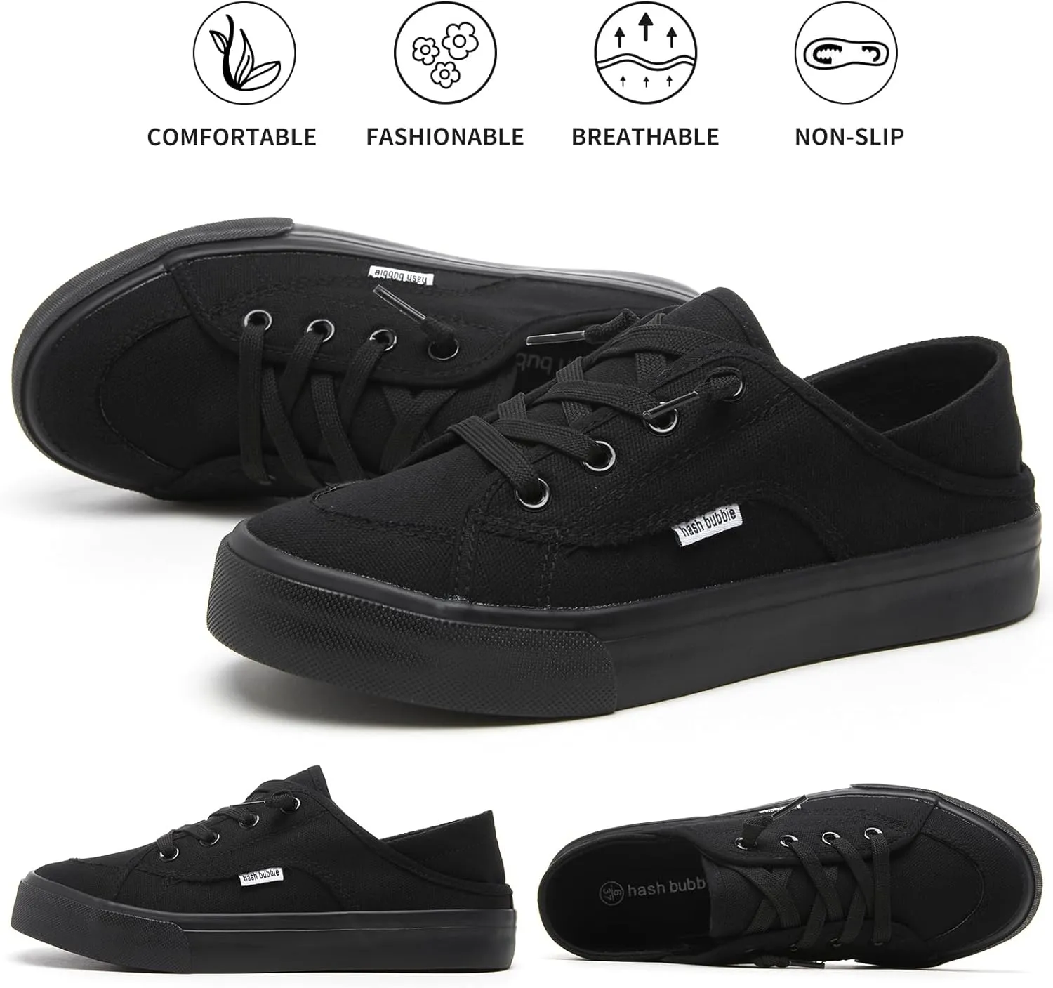 hash bubbie Women's Slip on Shoes Canvas Shoes Non Slip Fashion Sneakers for Women Low Top Loafers