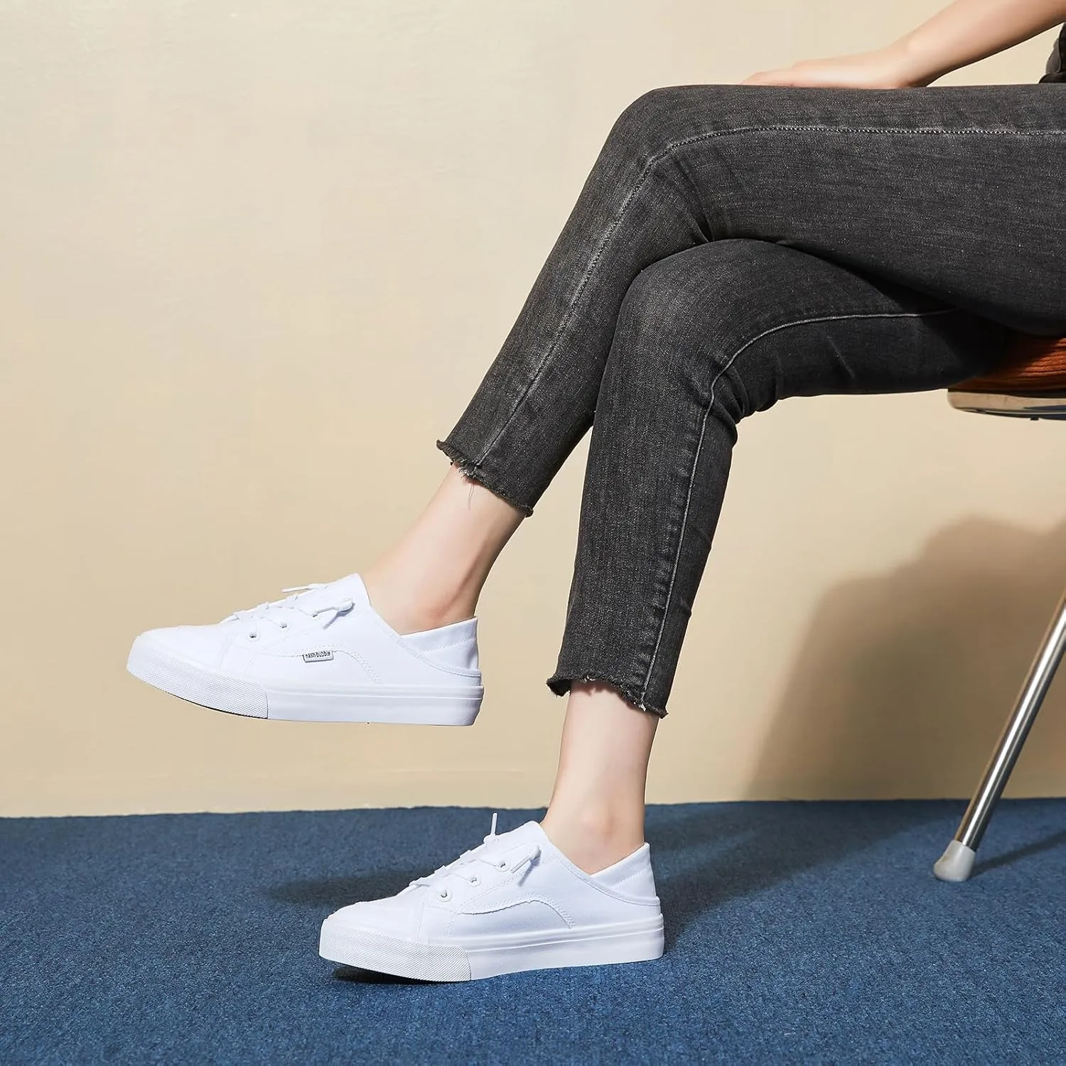 hash bubbie Women's Slip on Shoes Canvas Shoes Non Slip Fashion Sneakers for Women Low Top Loafers