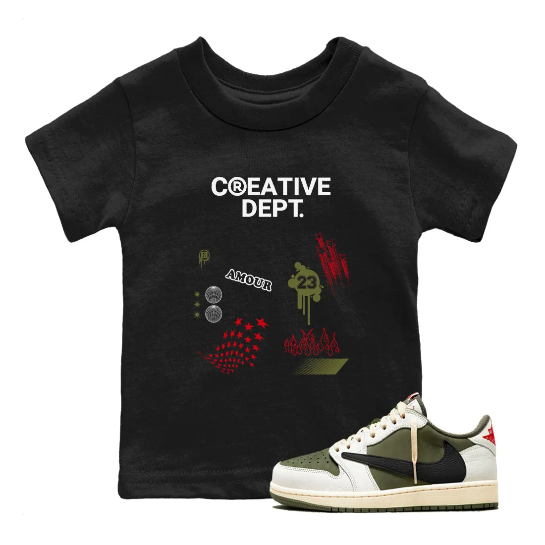 Heavy reduction Convenient delivery Scott Tees Travis Sneaker - Air Dept Creative 1 SNRT Olive Jordan Kids Medium