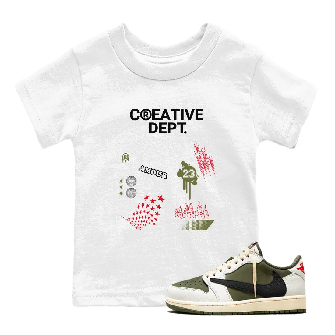 Heavy reduction Convenient delivery Scott Tees Travis Sneaker - Air Dept Creative 1 SNRT Olive Jordan Kids Medium