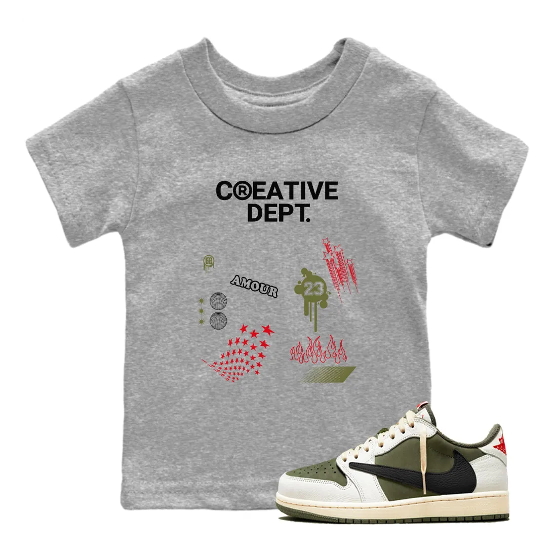 Heavy reduction Convenient delivery Scott Tees Travis Sneaker - Air Dept Creative 1 SNRT Olive Jordan Kids Medium