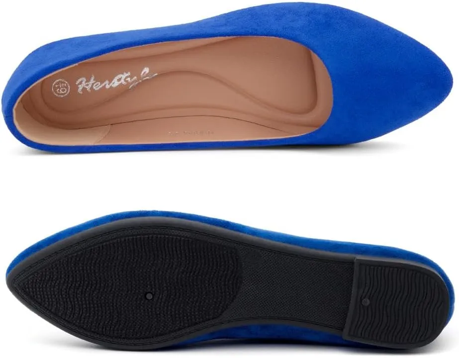 Herstyle Elina Women's Flats, Pointed Toe Ballet Flat Shoes, Slip-On Dressy Flats, Comfortable Casual Ballerina Shoes for Daily Wear, Work, Office, and Party
