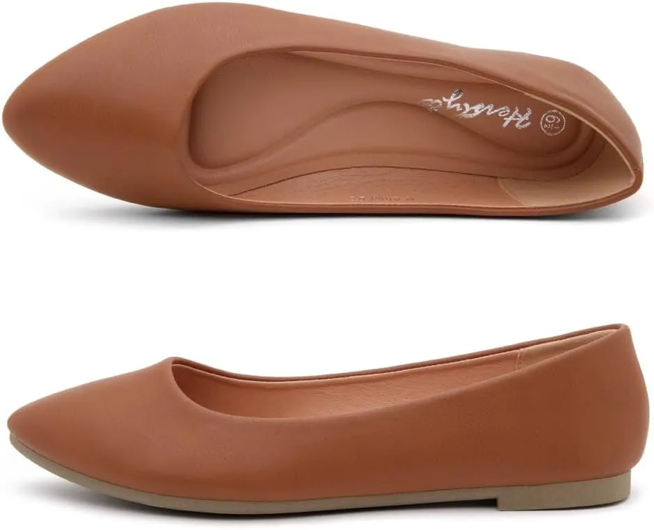 Herstyle Elina Women's Flats, Pointed Toe Ballet Flat Shoes, Slip-On Dressy Flats, Comfortable Casual Ballerina Shoes for Daily Wear, Work, Office, and Party