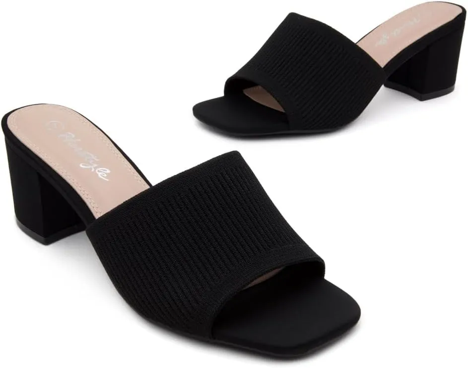 Herstyle Women's Low Heel Slip-On Heeled Mules 2025, Chunky Block Heeled Sandals & Dressy Small Heels, Square Toe | Comfortable Casual Slides for Everyday, Party & Wedding