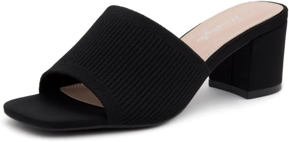 Herstyle Women's Low Heel Slip-On Heeled Mules 2025, Chunky Block Heeled Sandals & Dressy Small Heels, Square Toe | Comfortable Casual Slides for Everyday, Party & Wedding