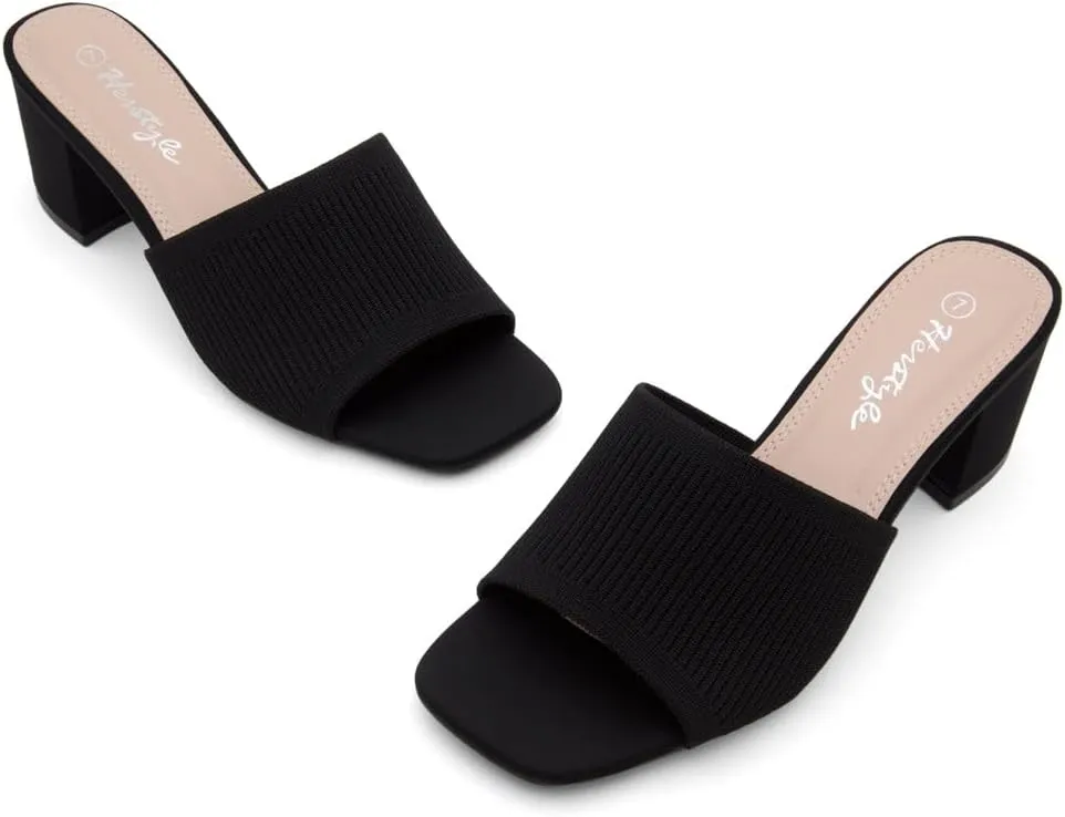 Herstyle Women's Low Heel Slip-On Heeled Mules 2025, Chunky Block Heeled Sandals & Dressy Small Heels, Square Toe | Comfortable Casual Slides for Everyday, Party & Wedding